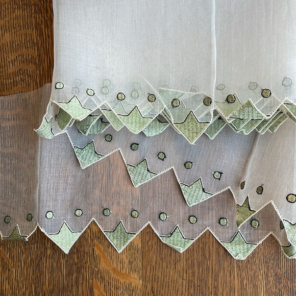 Antique (ca1920's/1930's) organdy hem fabric, sheer w geometric pattern hem/trim - Picture 5 of 7